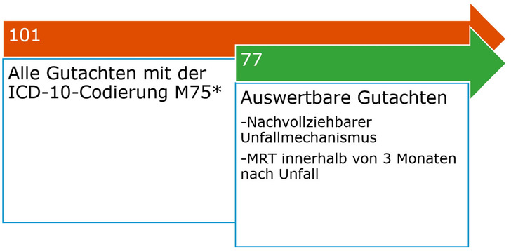 Abb. 1: Selektion der ausgewerteten Gutachten