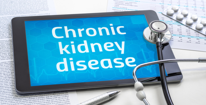 The word Chronic kidney disease on the display of a tablet